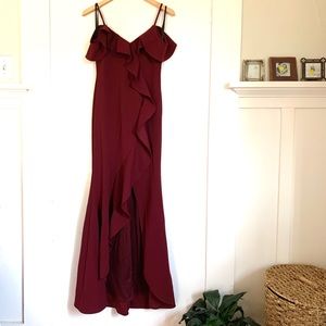 Ruffled off the shoulder dress